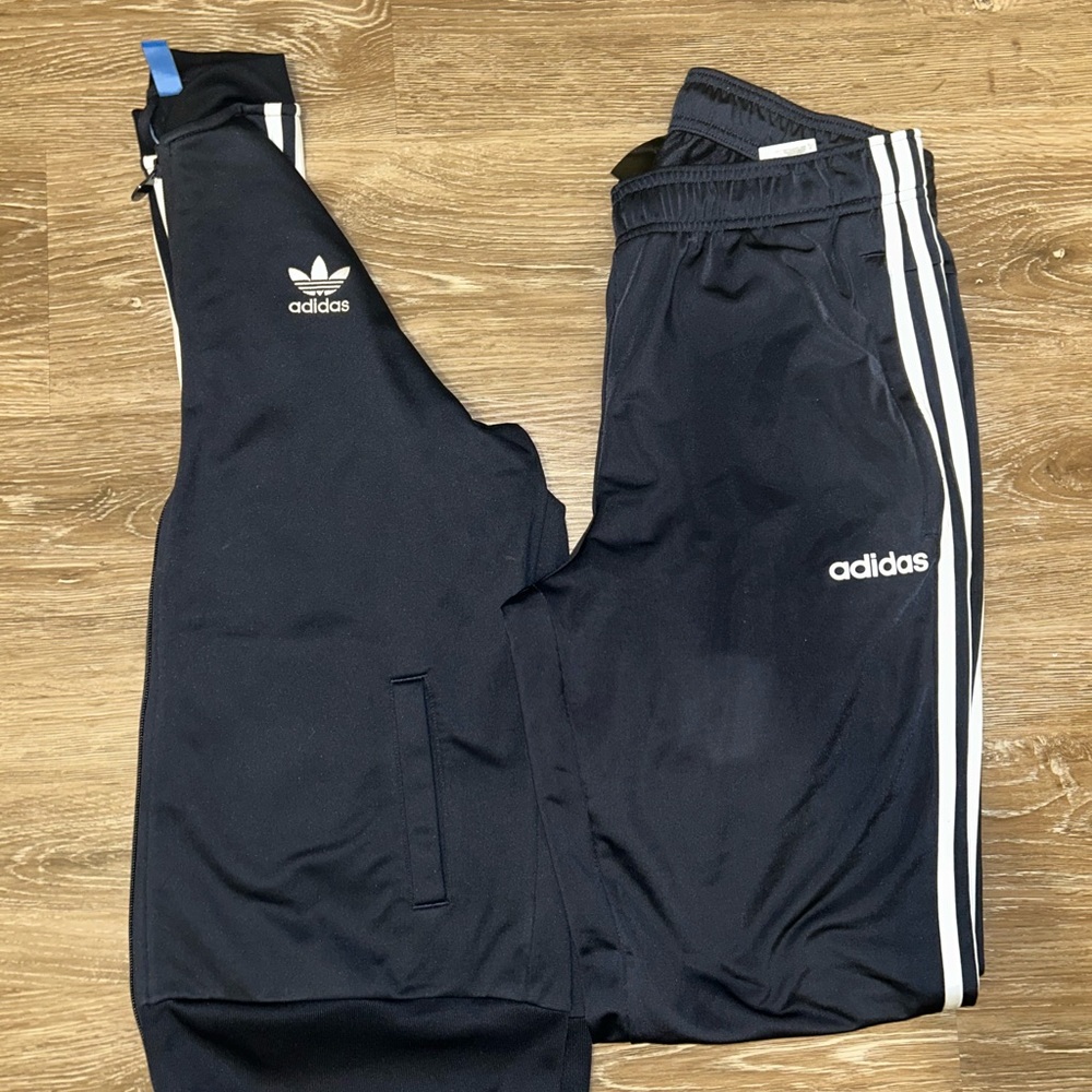 Adidas Women Navy Tracksuit Joggers with White Stripes